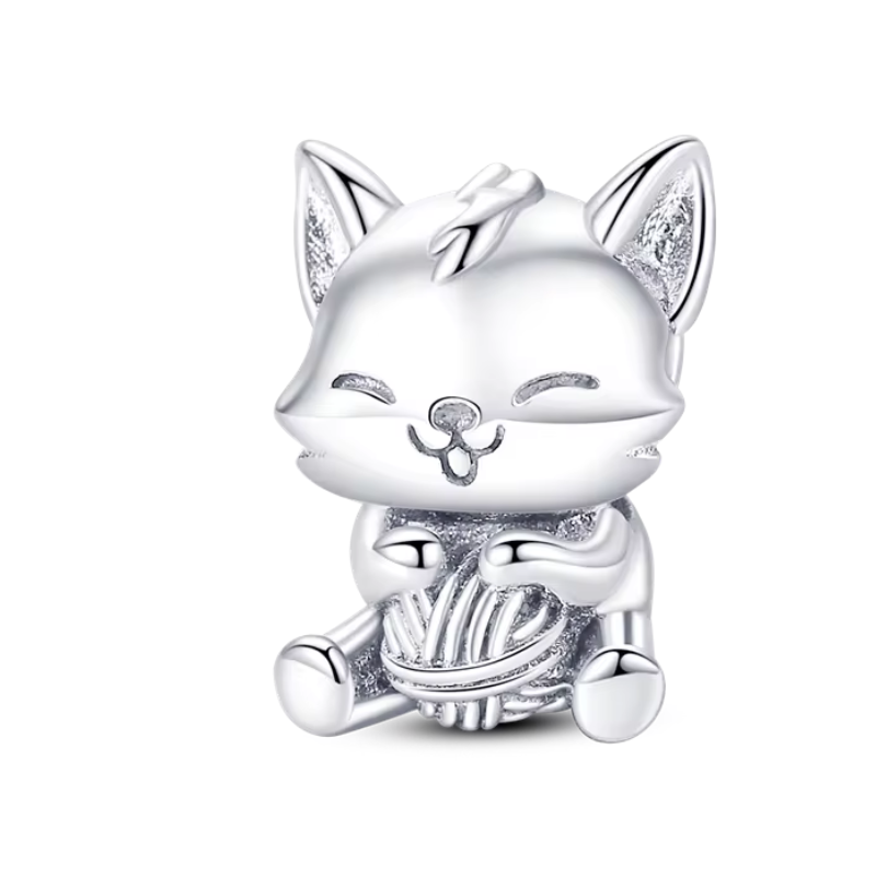 Charm pour bracelet chat mignon pelote