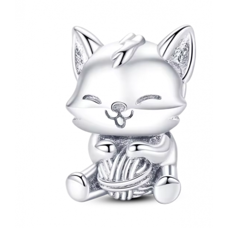 Charm pour bracelet chat mignon pelote