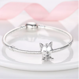 Charm pour bracelet chat mignon pelote