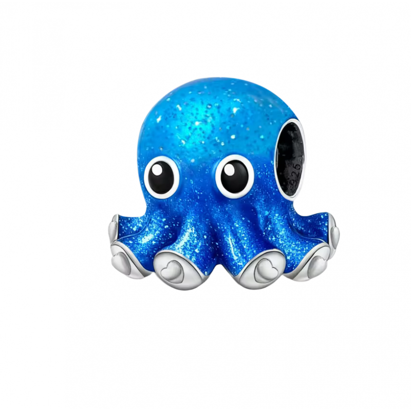 Charm pour bracelet petite pieuvre mignone bleue