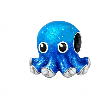 Charm pour bracelet petite pieuvre mignone bleue