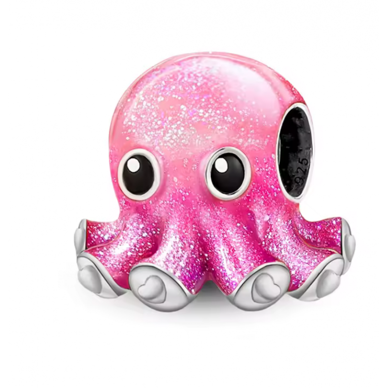 Charm pour bracelet petite pieuvre mignone rose
