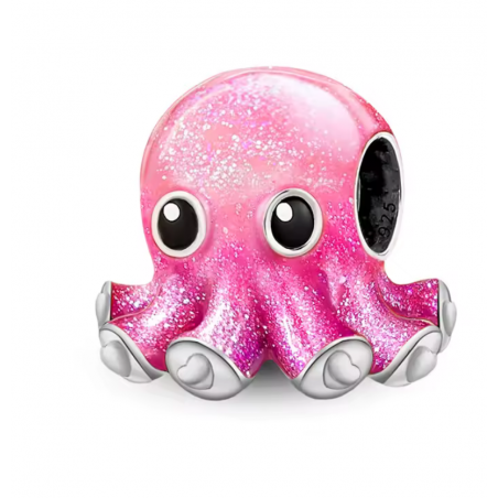 Charm pour bracelet petite pieuvre mignone rose