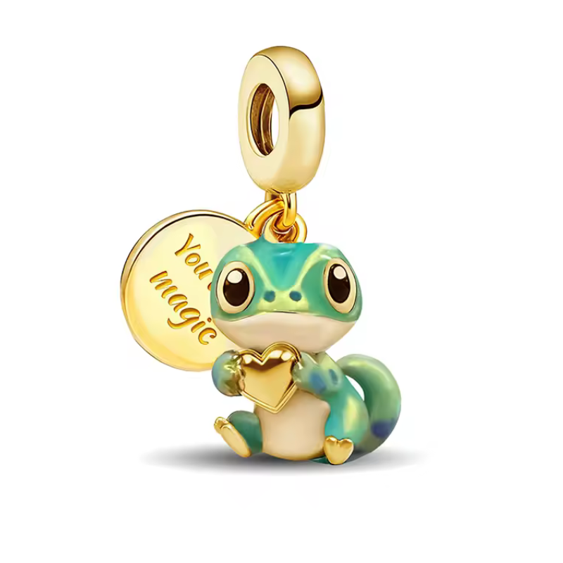 Charm pour bracelet lezard gecko or