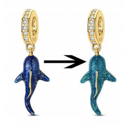 Charm pour bracelet requin bleu brillant