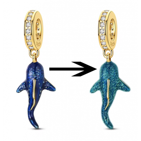 Charm pour bracelet requin bleu brillant