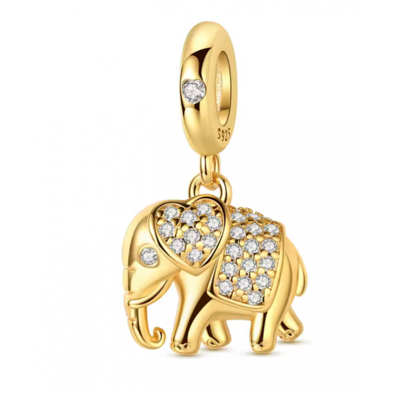 Charm pour bracelet éléphant orné de pierre