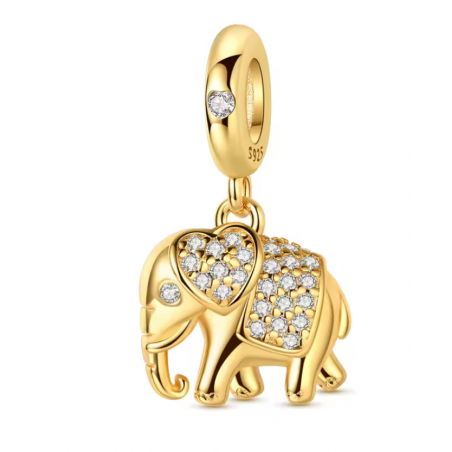 Charm pour bracelet éléphant orné de pierre