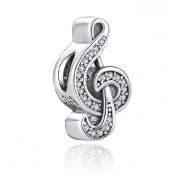 Charm pour bracelet argent clef de sol musique