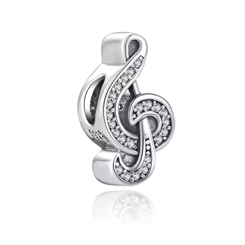 Charm pour bracelet argent clef de sol musique