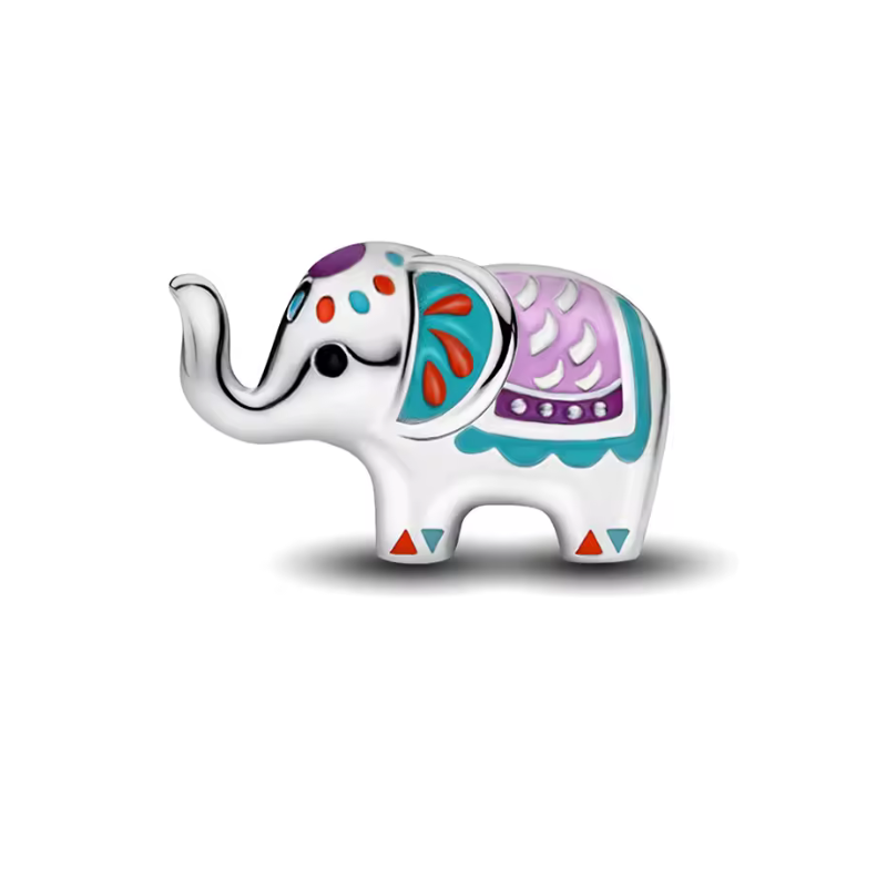 Charm pour bracelet éléphant fleurs design