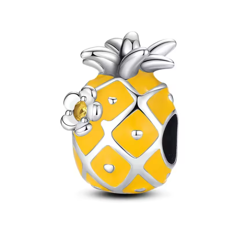 Charm bijou pour bracelet ananas fleur