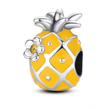 Charm bijou pour bracelet ananas fleur