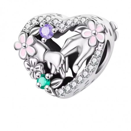 Charm pour bracelet cadeau maman main de bébé fleurs