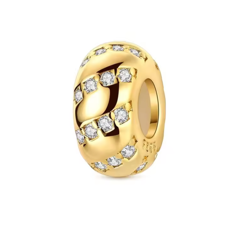 Charm pour bracelet séparateur espaceur or strass blanc