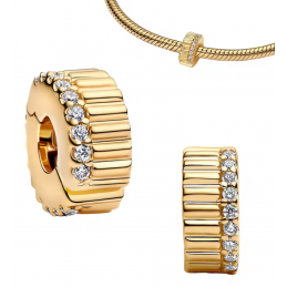 Charm bijou clip or séparateur relief strass