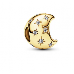 Charm bijou pour bracelet lune strass étoile or