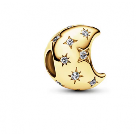 Charm bijou pour bracelet lune strass étoile or
