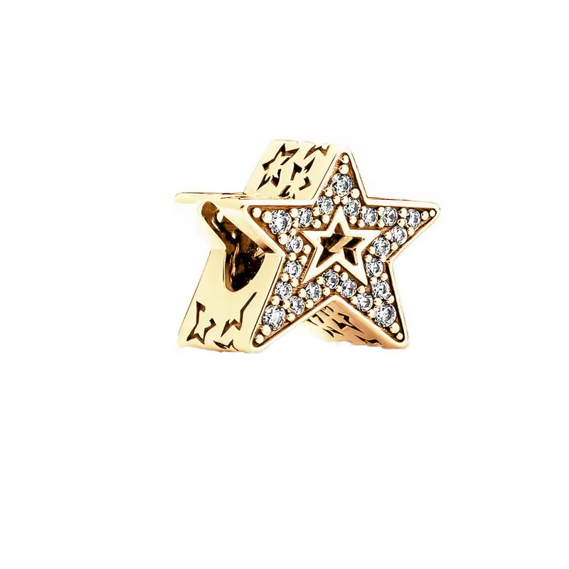 Charm bijou pour bracelet étoile strass diamant blanc or