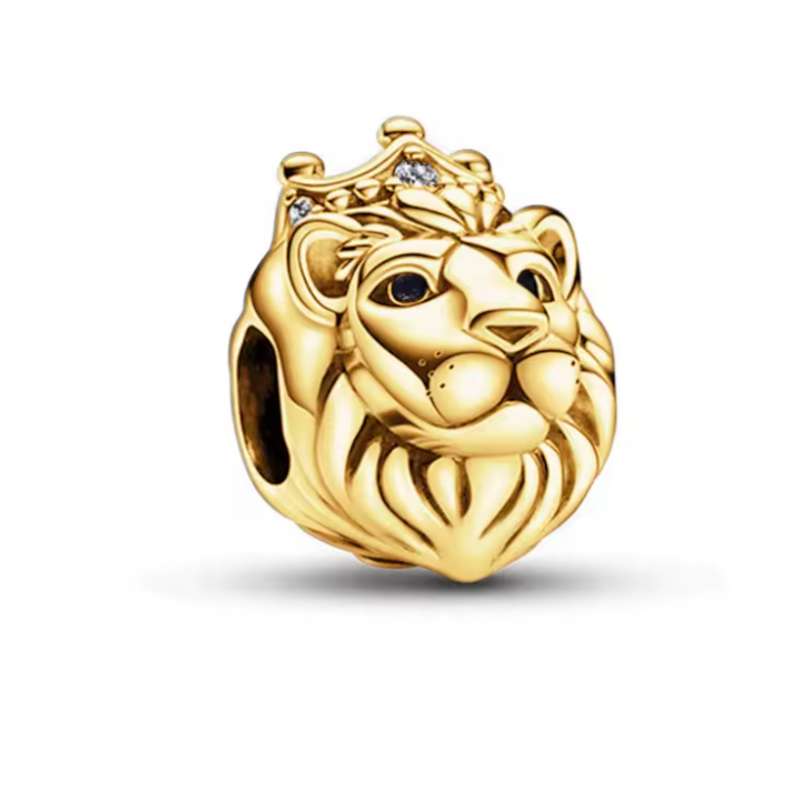 Charm bijou pour bracelet roi lion couronne or