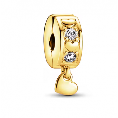 Charm pour bracelet bijou clip coeur pendentif or