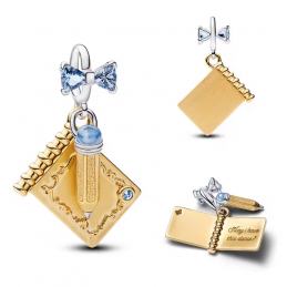 Charm pour bracelet cadeau cahier crayon or