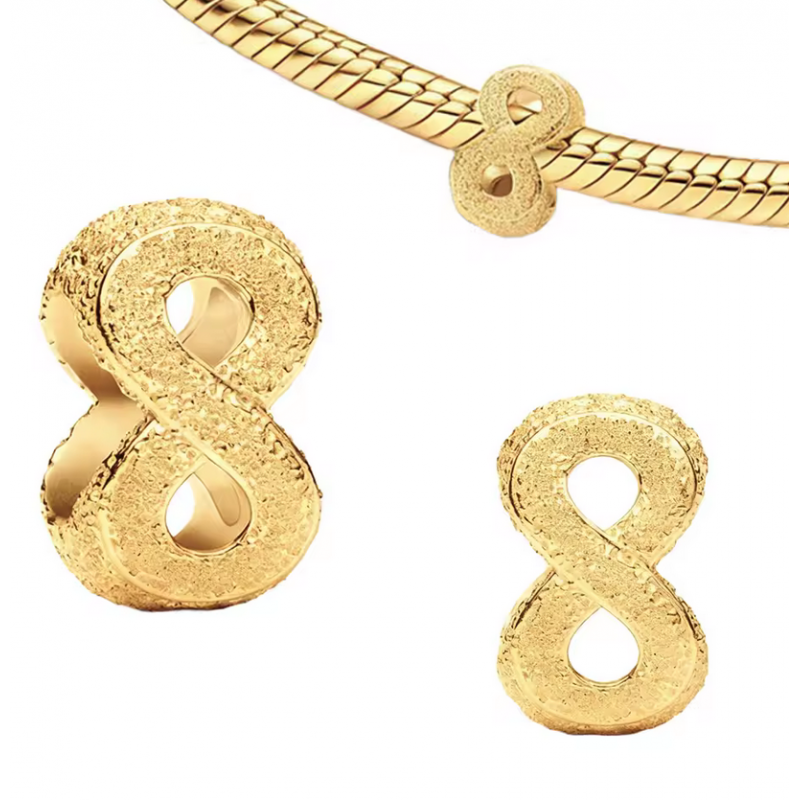 Charm bijou pour bracelet infini or frappé relief