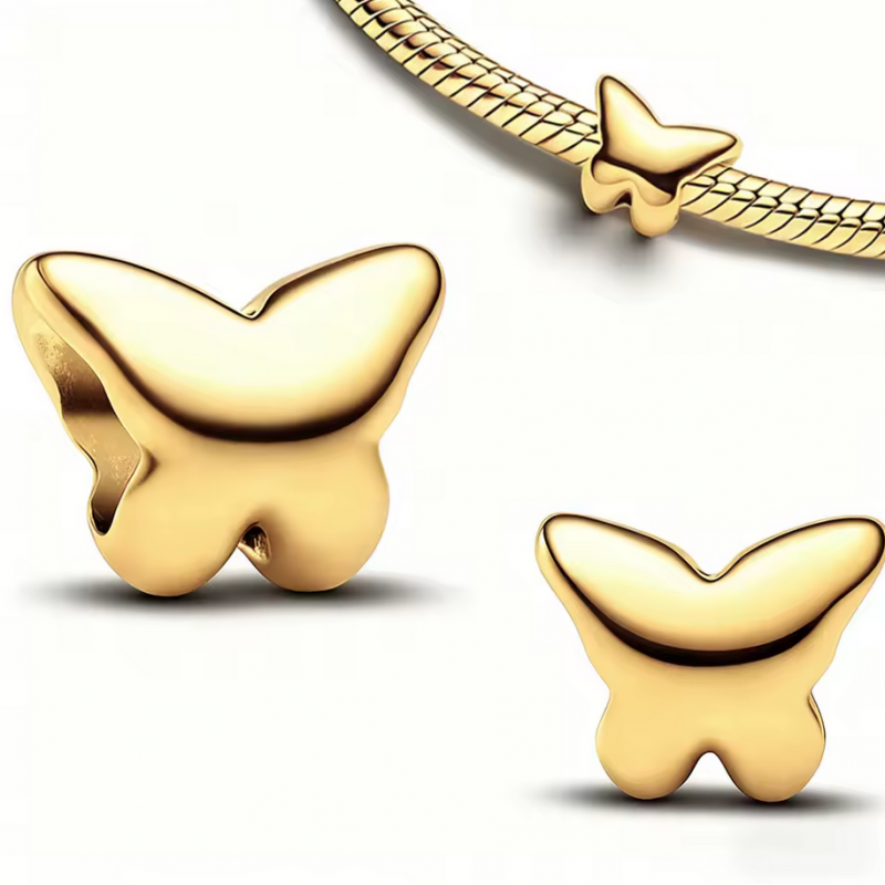 Charm bijou pour bracelet papillon lisse or