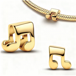 Charm pour bracelet note de musique or lisse