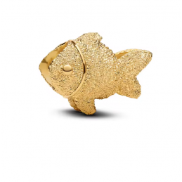 Charm bijou pour bracelet poisson or frappé relief