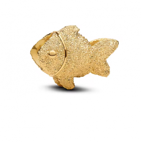 Charm bijou pour bracelet poisson or frappé relief