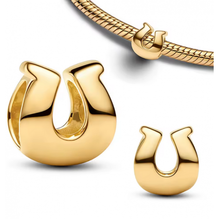 Charm pour bracelet fer à cheval chance or lisse