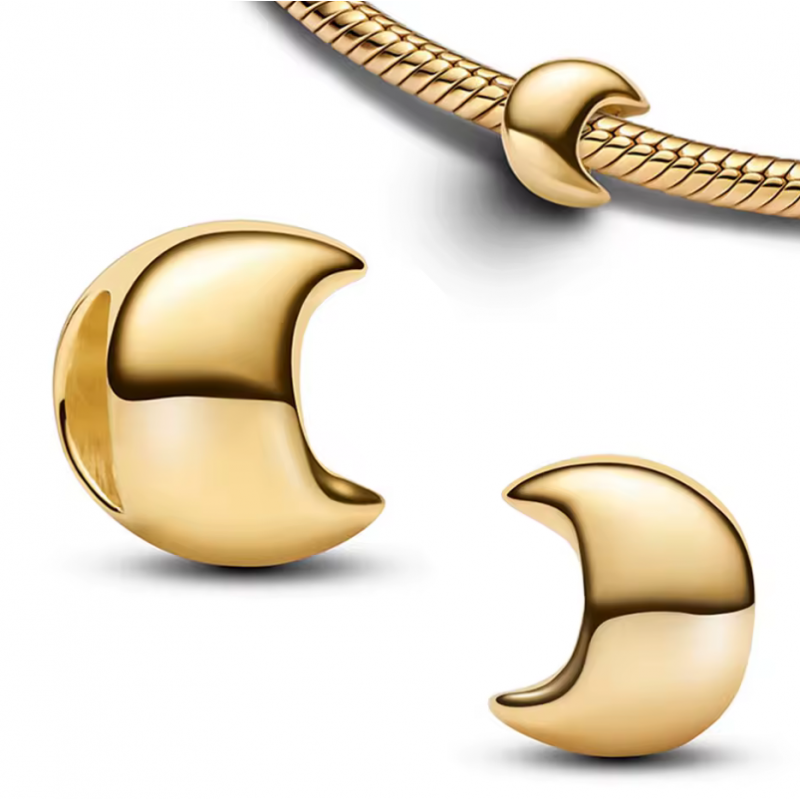 Charm bijou pour bracelet lune lisse or