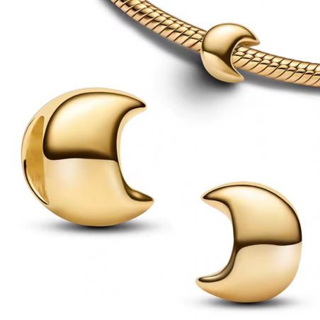 Charm bijou pour bracelet lune lisse or