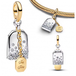 Charm pour bracelet sachet de thé or argent