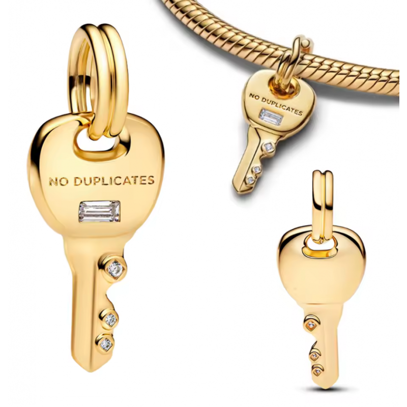 Charm pour bracelet clef cadeau réussite permis maison or