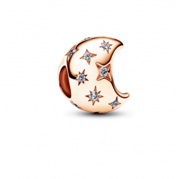 Charm pour bracelet lune strass étoile or rose