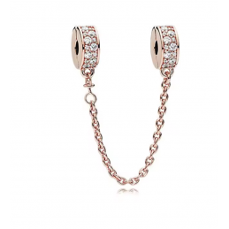 Charm pour bracelet chaine strass double ligne or rose