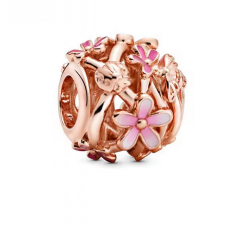 Charm pour bracelet fleur coccinelle or rose