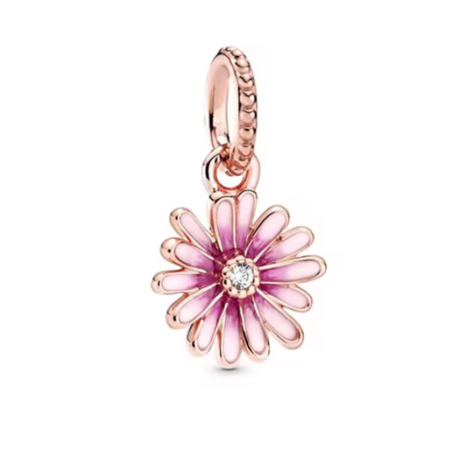 Charm pour bracelet fleur suspendue or rose