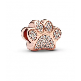 Charm pour bracelet patte de chien or rose strass diamant