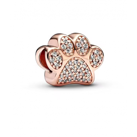 Charm pour bracelet patte de chien or rose strass diamant
