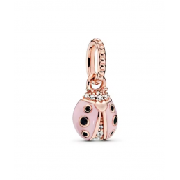 Charm pour bracelet coccinelle suspendue or rose