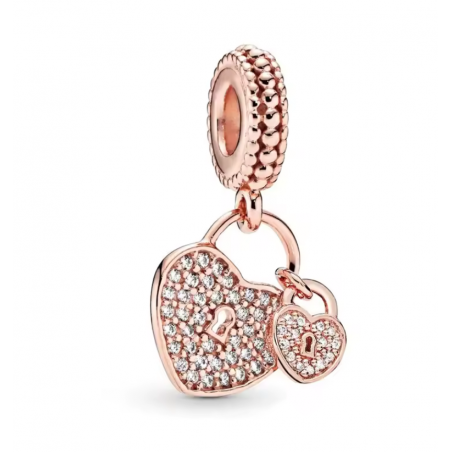 Charm pour bracelet coeur cadena or rose