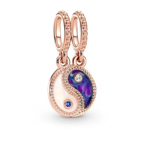 Charm pour bracelet yin yang or rose