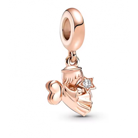 Charm pour bracelet ange étoile or rose