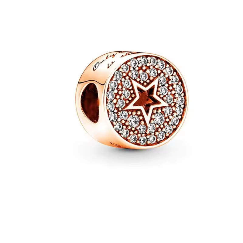 Charm pour bracelet étoile strass or rose