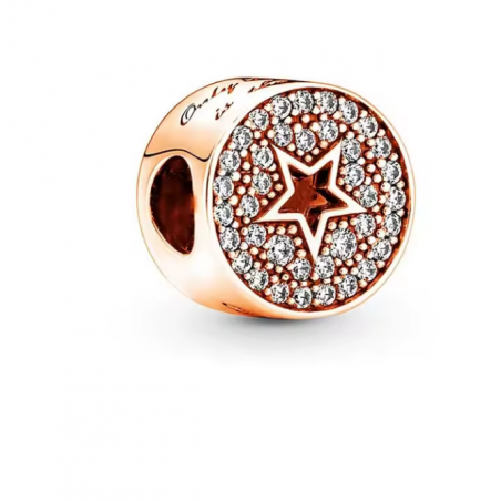 Charm pour bracelet étoile strass or rose
