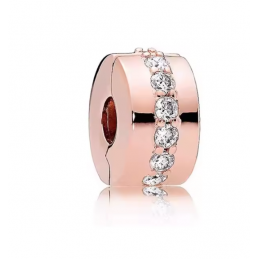Charm pour bracelet séparateur clip or rose strass ligne blanche