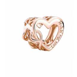 Charm pour bracelet coeur je t'aime maman or rose